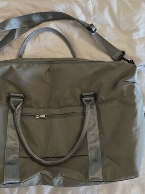 Olive Green Satiny Duffel Weekender Bag